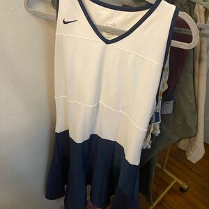 Nike White and Navy V-Neck Dress